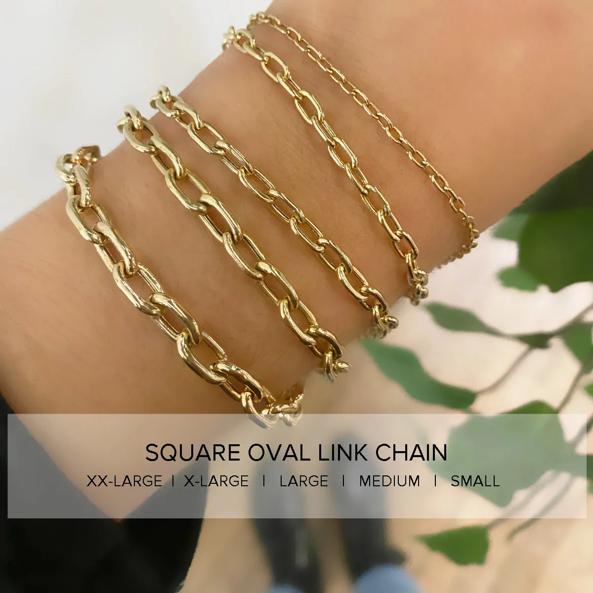 14k Amore Charm Small Oval Link Bracelet