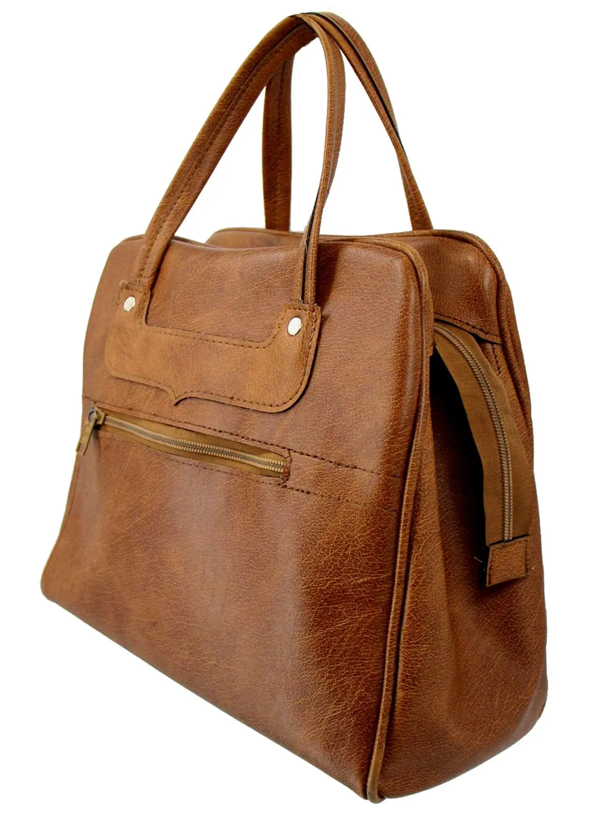 1960s Vintage Brown Vinyl Shopper Bag