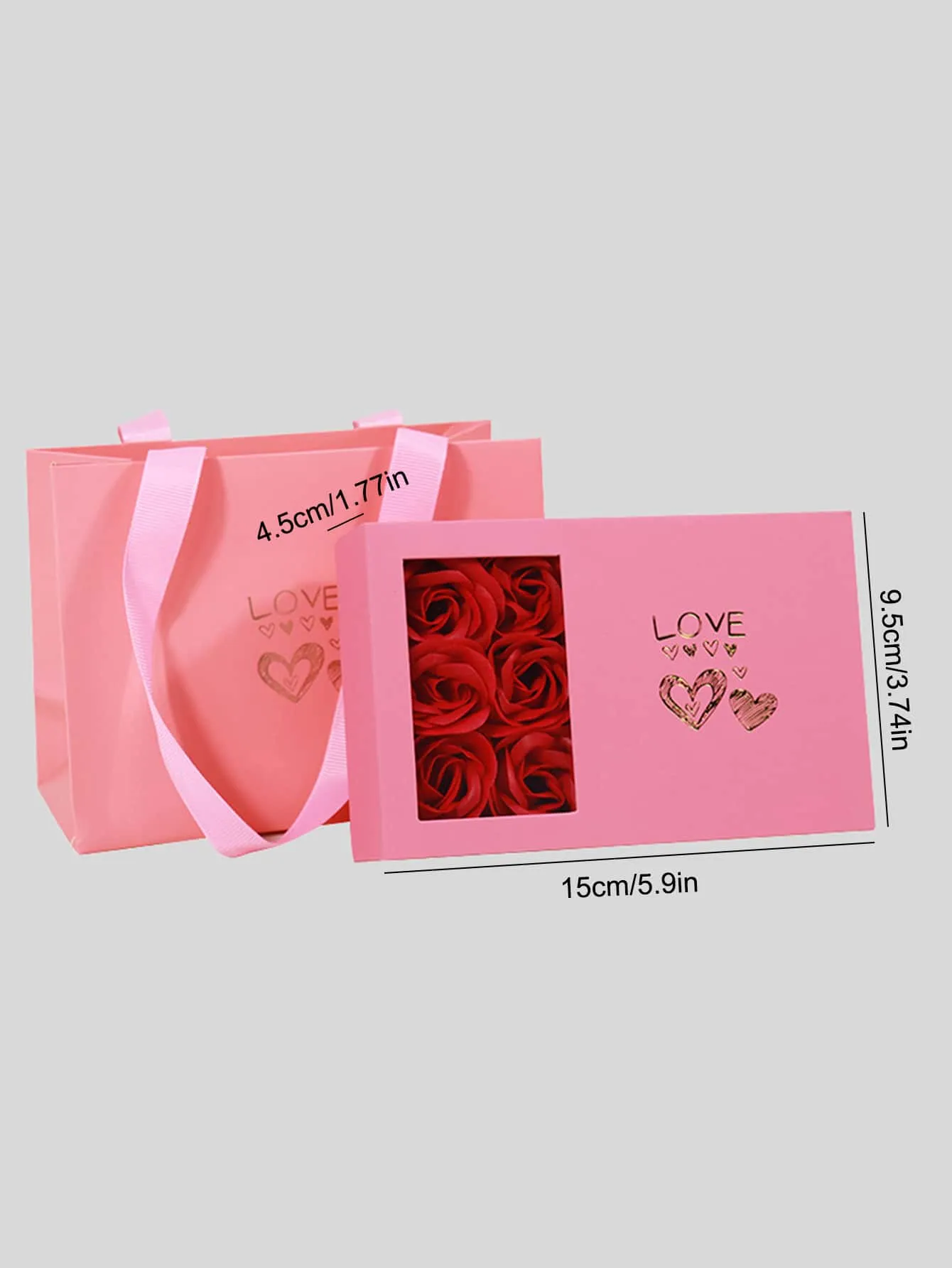 1pc Flower Decor Jewelry Storage Box & 1pc Bag