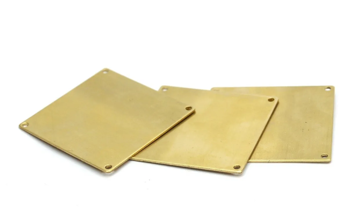 5 Raw Brass Square Blanks 4 Holes (40x40x0.80 Mm) D0280--c102