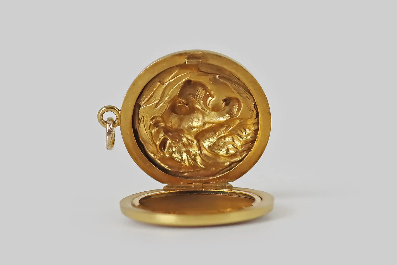 Art Nouveau Diamond Set Lion Locket