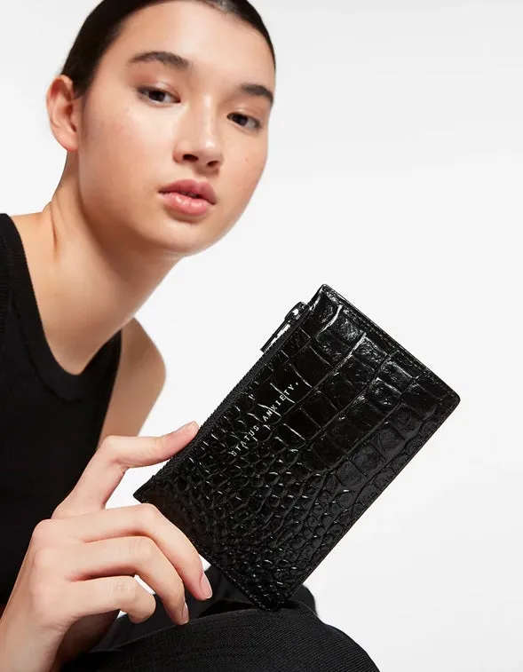 Avoiding Things Wallet - Black Croc Emboss