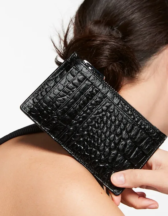 Avoiding Things Wallet - Black Croc Emboss
