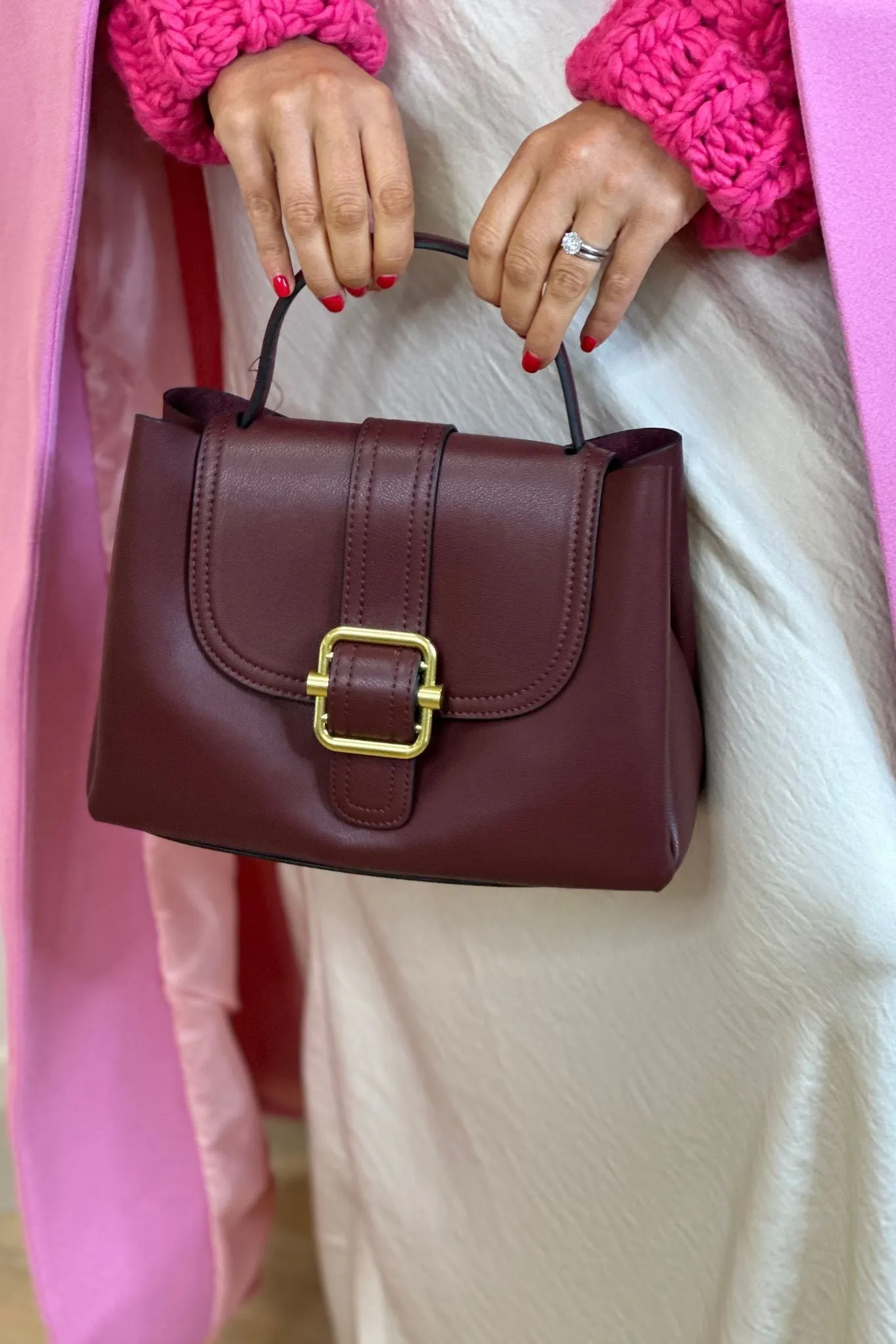 Beth Square Bag In Burgundy