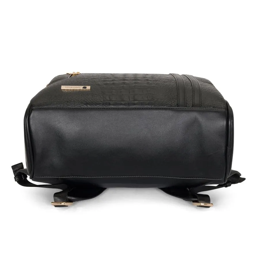 Black Apollo 2 Faux Crocodile Skin Backpack & Rolling Duffle Bag