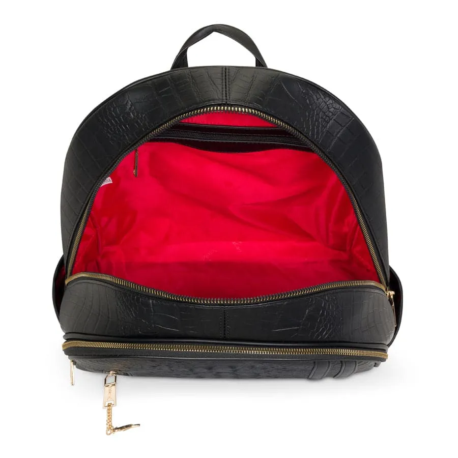 Black Apollo 2 Faux Crocodile Skin Backpack & Rolling Duffle Bag