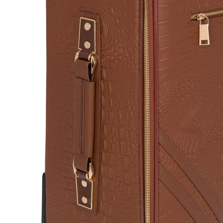 Caramel Apollo 2 Faux Crocodile Skin 2 Piece Suitcases