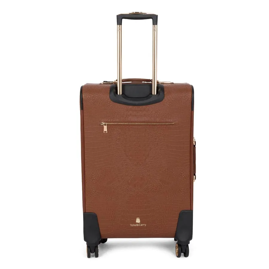 Caramel Apollo 2 Faux Crocodile Skin 2 Piece Suitcases