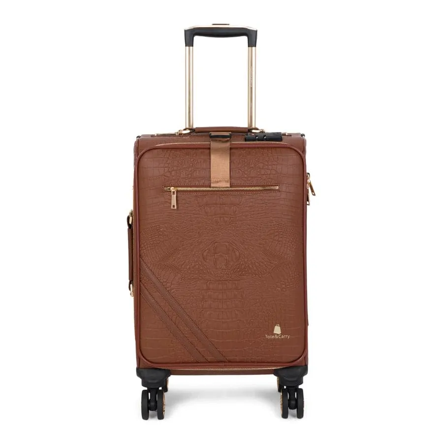 Caramel Apollo 2 Faux Crocodile Skin 2 Piece Suitcases