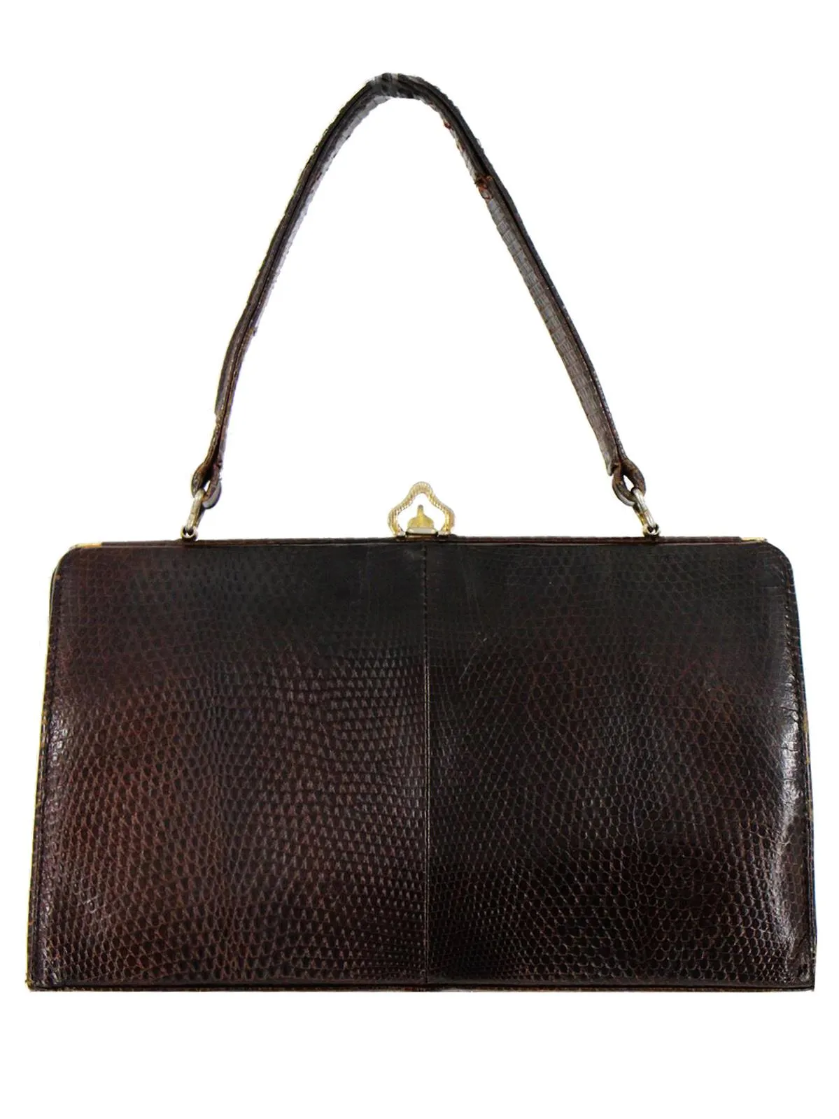 Classic Riviera Brown Lizard Skin Vintage Frame Bag
