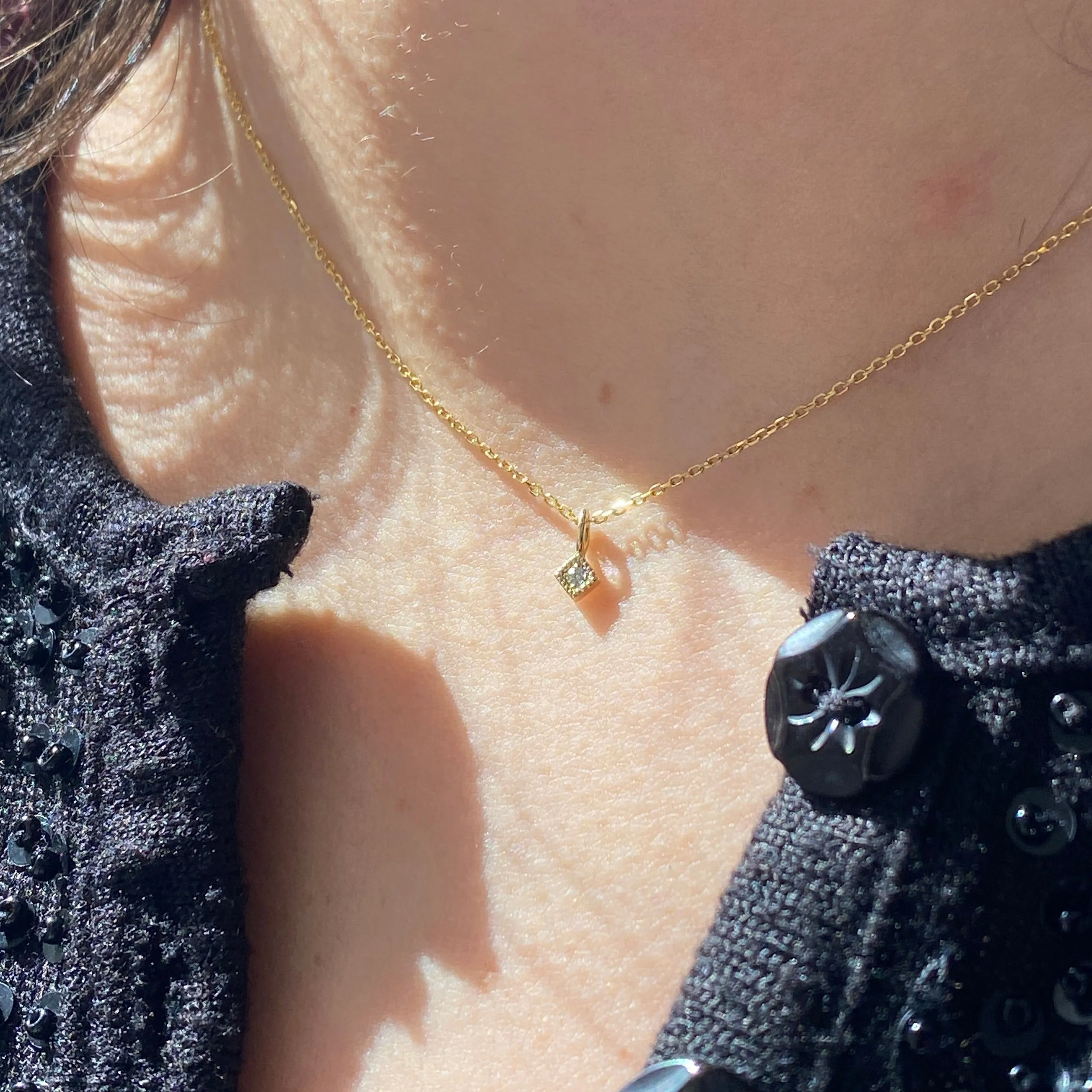 Diamond Mini Square Necklace all