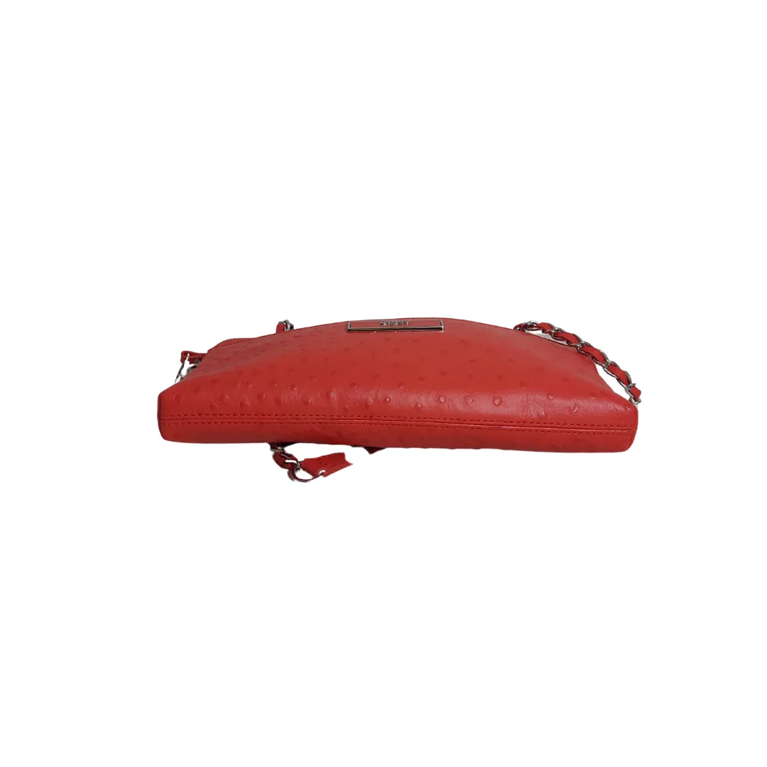 DKNY Red Leather Textured Shoulder Bag | Pre Loved |