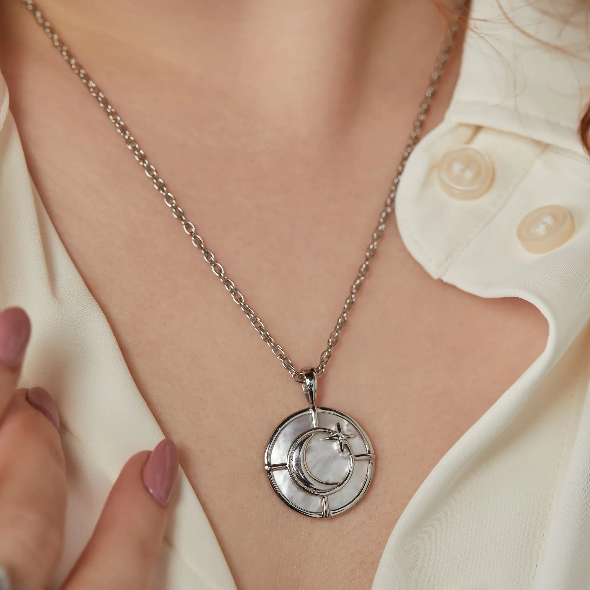 Genuine Mother of Pearl Signature Pendant Necklace