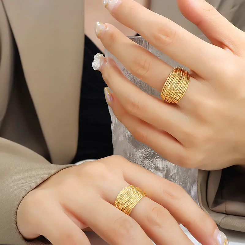 Open Mouth Multi-layer Line Semicircular Rings LJ21