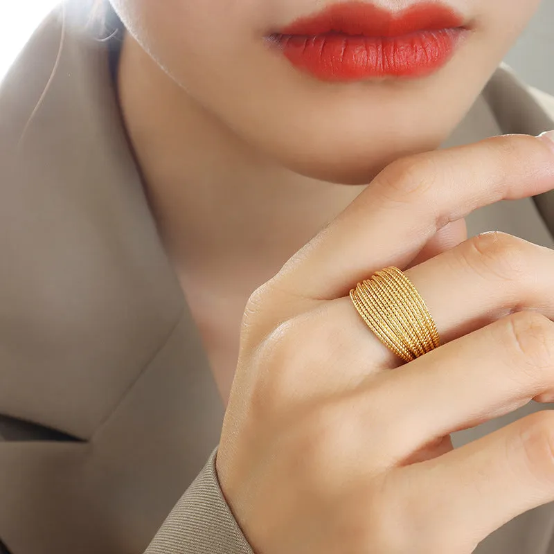 Open Mouth Multi-layer Line Semicircular Rings LJ21