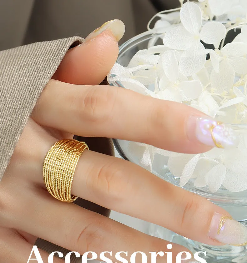 Open Mouth Multi-layer Line Semicircular Rings LJ21