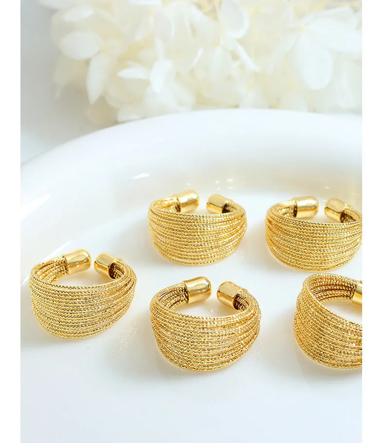 Open Mouth Multi-layer Line Semicircular Rings LJ21
