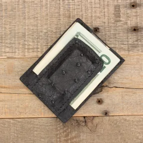 Ostrich Black Clip Wallet