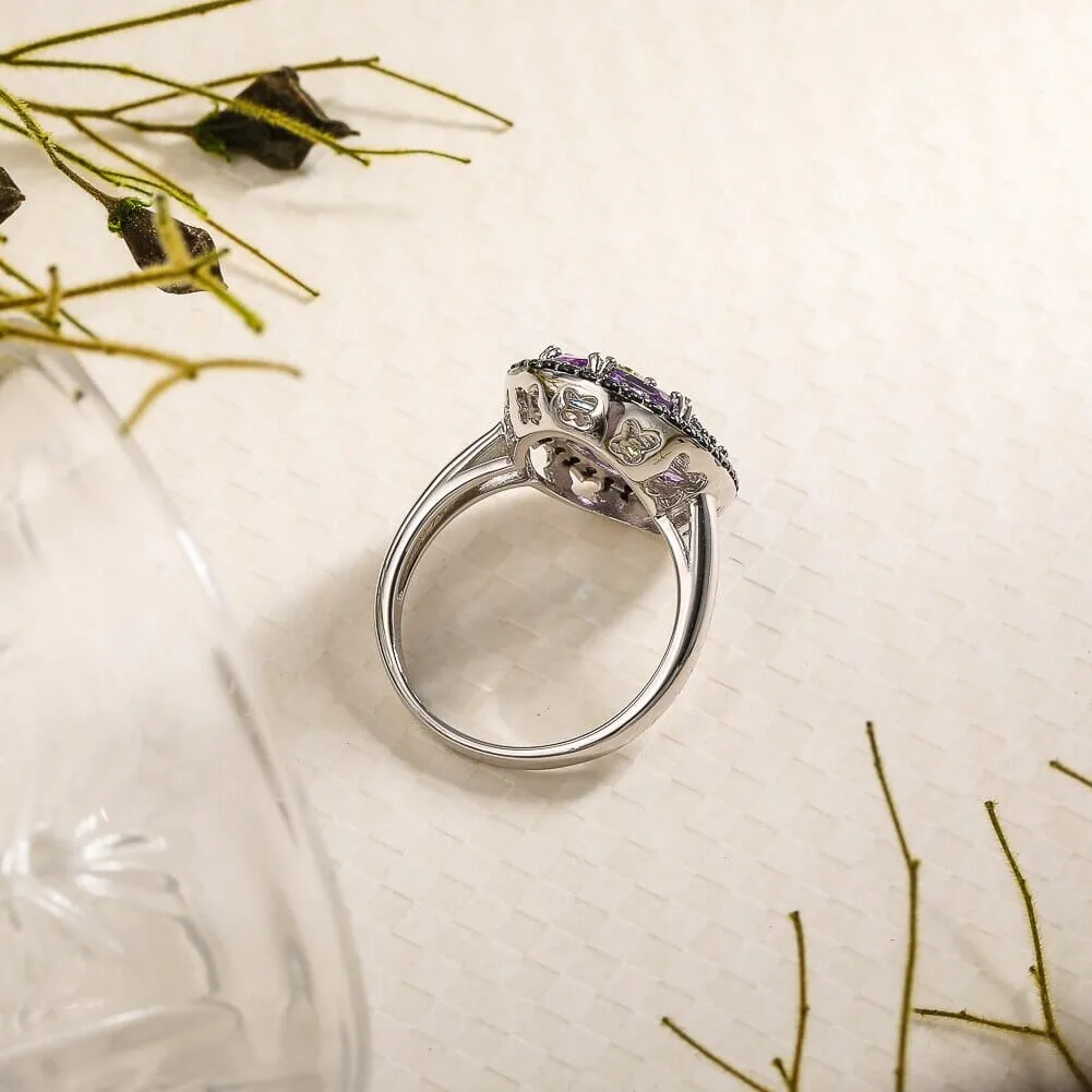 Peridot Blue Topaz Amethyst Gemstone 925 Sterling Silver Ring