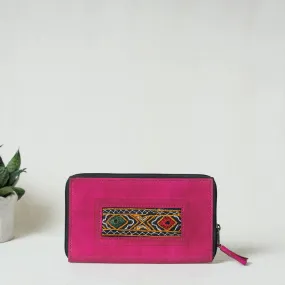 Pink - Handcrafted Kutch Leather Embroidery Work Wallet