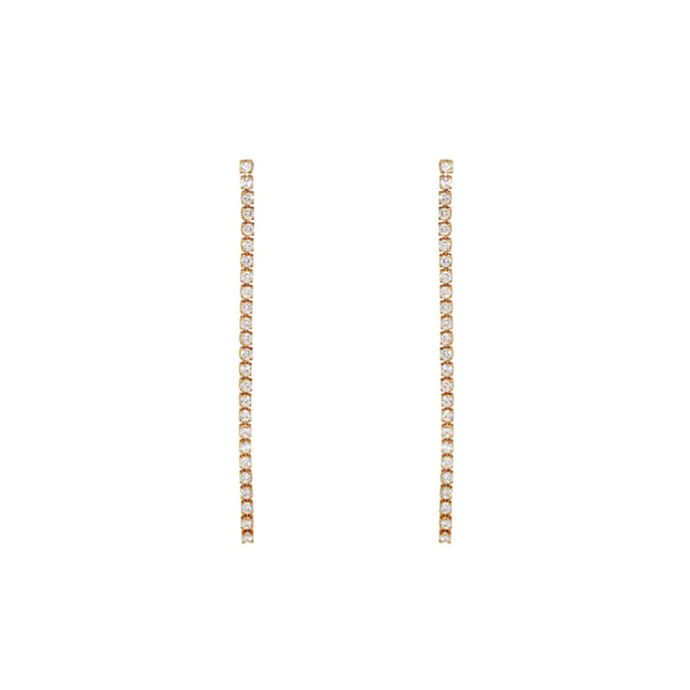 Secret Box 14K Gold Dipped Rhinestone Linear Dangle Evening Earrings