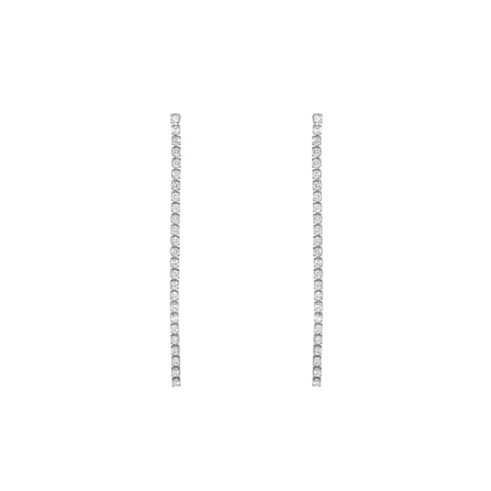 Secret Box 14K Gold Dipped Rhinestone Linear Dangle Evening Earrings