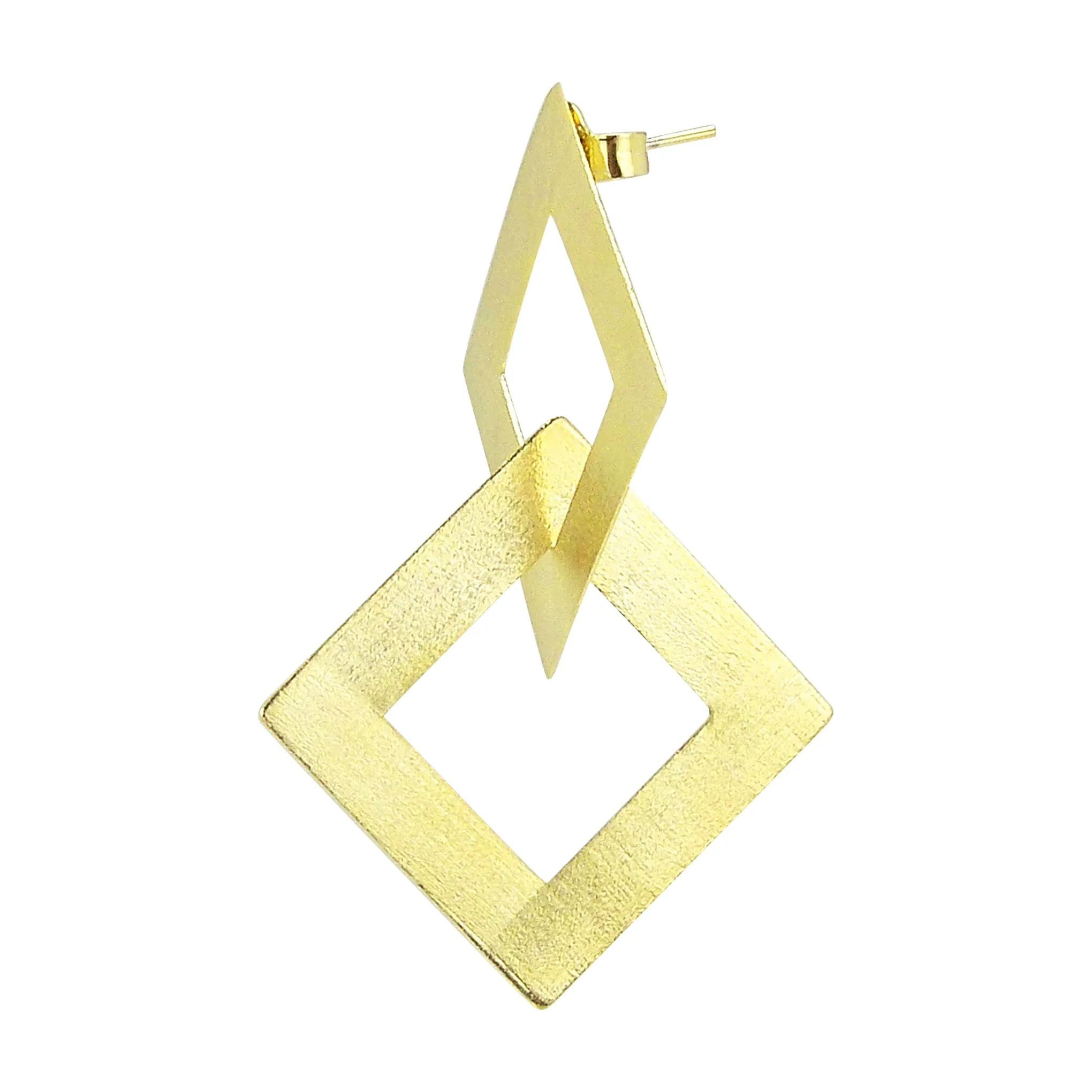 Sheila Fajl Boone Double Square Dangle Earrings in Gold Plated