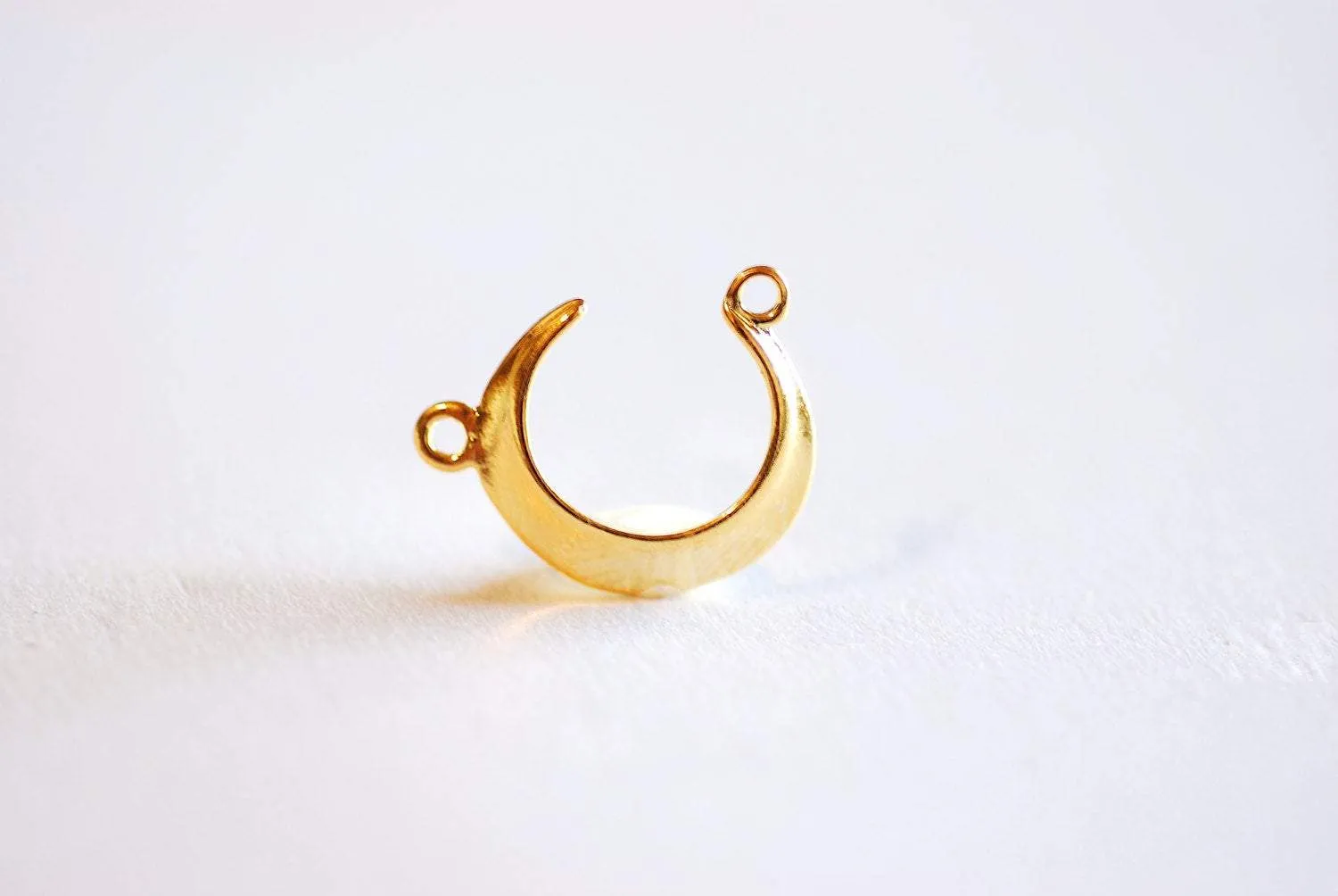 Shiny Vermeil Wholesale Gold Crescent Moon Connector Charm- 22k gold plated Sterling Silver, Gold Moon Charm Pendant, Moon Connector Link Spacer, 323