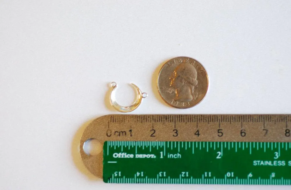 Shiny Vermeil Wholesale Gold Crescent Moon Connector Charm- 22k gold plated Sterling Silver, Gold Moon Charm Pendant, Moon Connector Link Spacer, 323