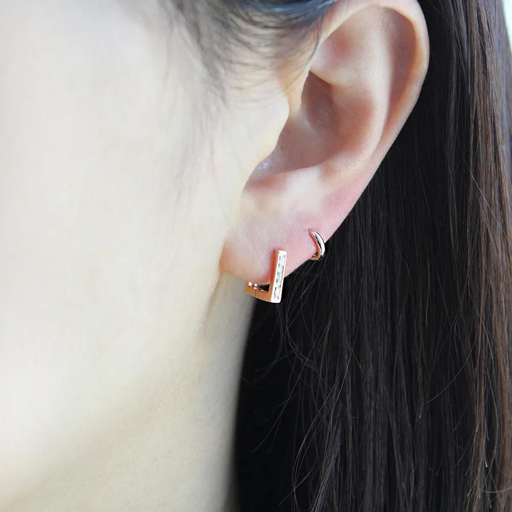 Square Huggie Hoop Earrings in 925 Sterling Silver