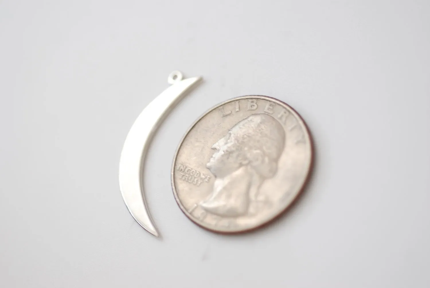 Sterling Silver Wholesale Crescent Moon Charm- 925 Silver Half Moon Charm, Half moon charm pendant, Silver Tusk Charm, Gold Moon, 46