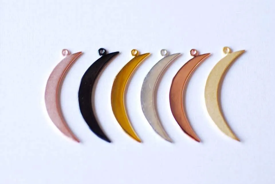Sterling Silver Wholesale Crescent Moon Charm- 925 Silver Half Moon Charm, Half moon charm pendant, Silver Tusk Charm, Gold Moon, 46